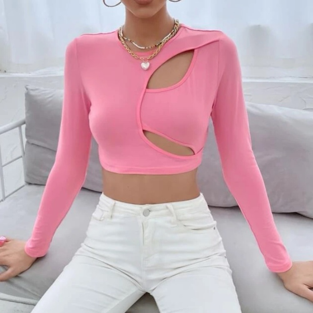 SHEIN Hot Pink Long Sleeve with Cutoust size XS